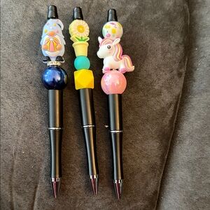 Whimsical Animal and Unicorn Themed Pens - Black